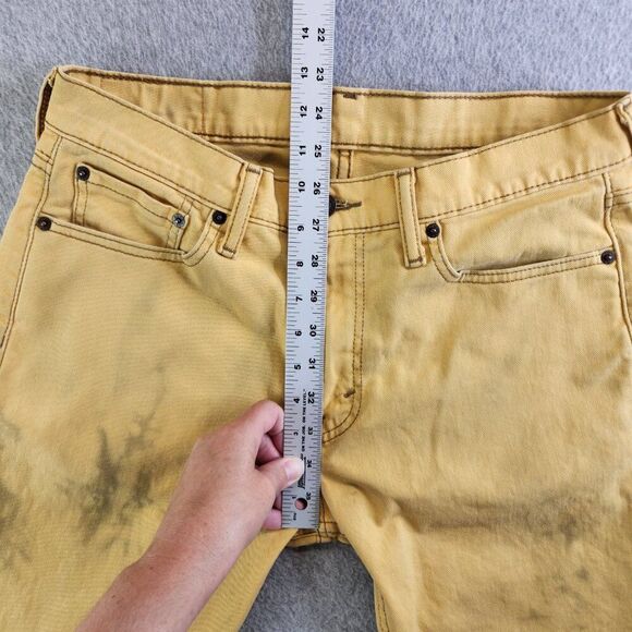 Levis 513 Jeans Mens 31X30 Yellow Distressed Tie Dye Slim Straight Stretch Denim - Picture 14 of 16